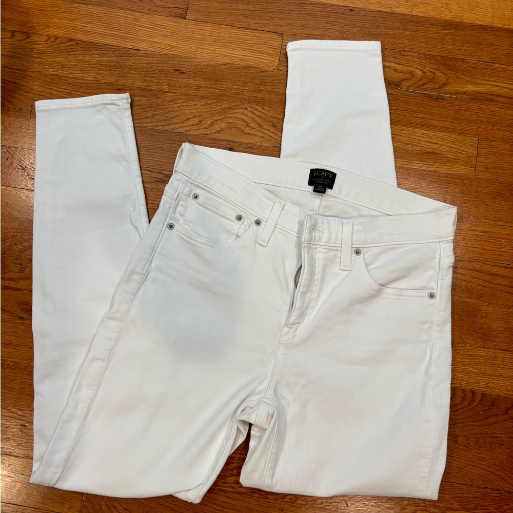 J. Crew 9” White High Rise Skinny Jeans